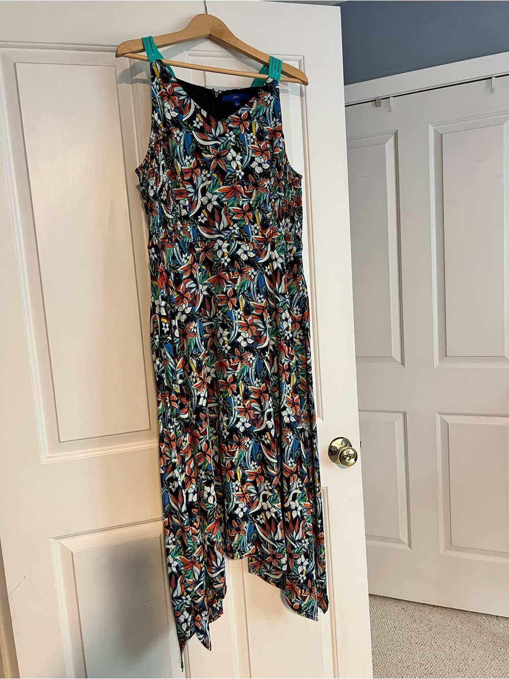 Sleeveless Floral Handkerchief Hem Maxi Dress - Multicolor
